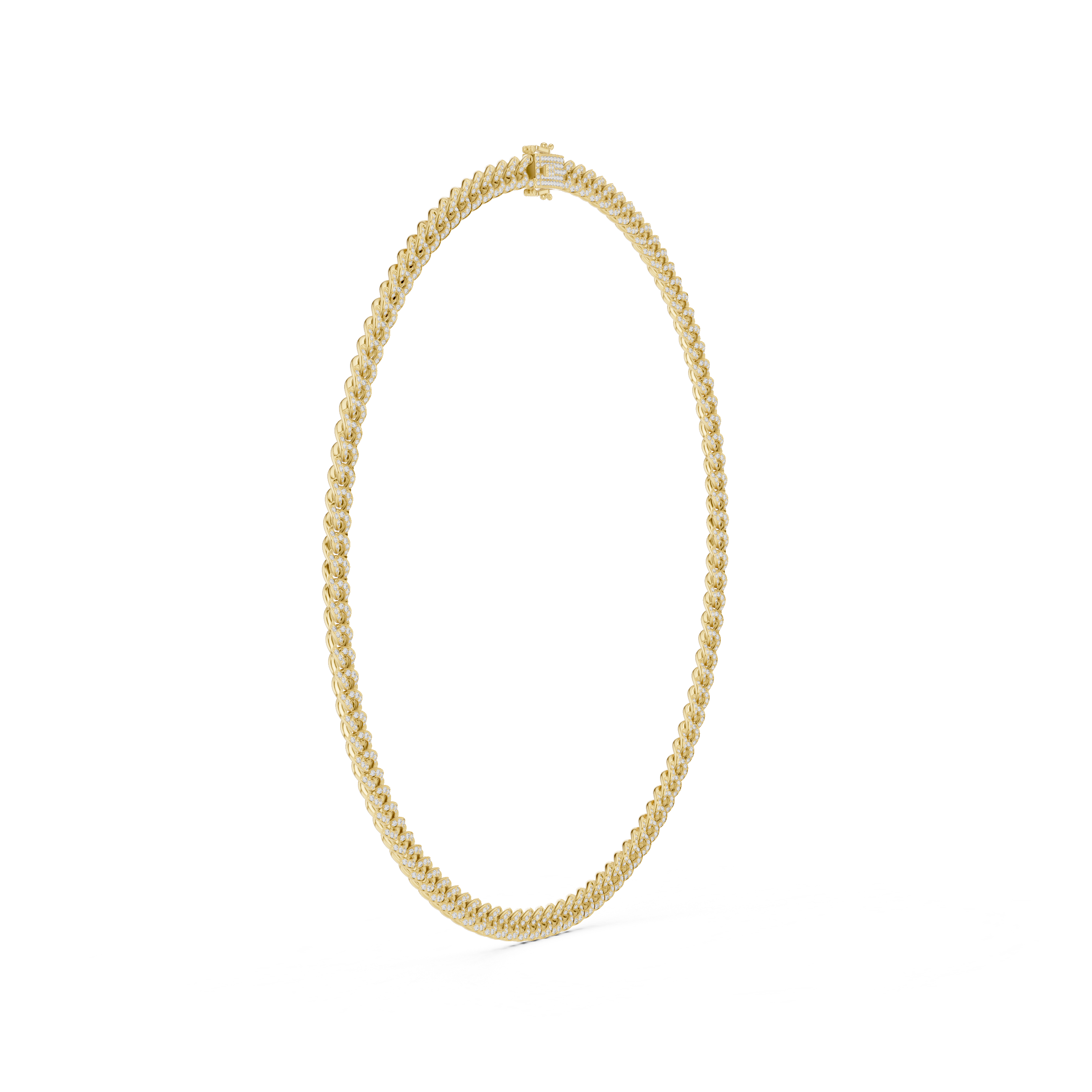 925 Silver Moissanite Pavé Cuban Link Chain Necklace 14k Gold Plated