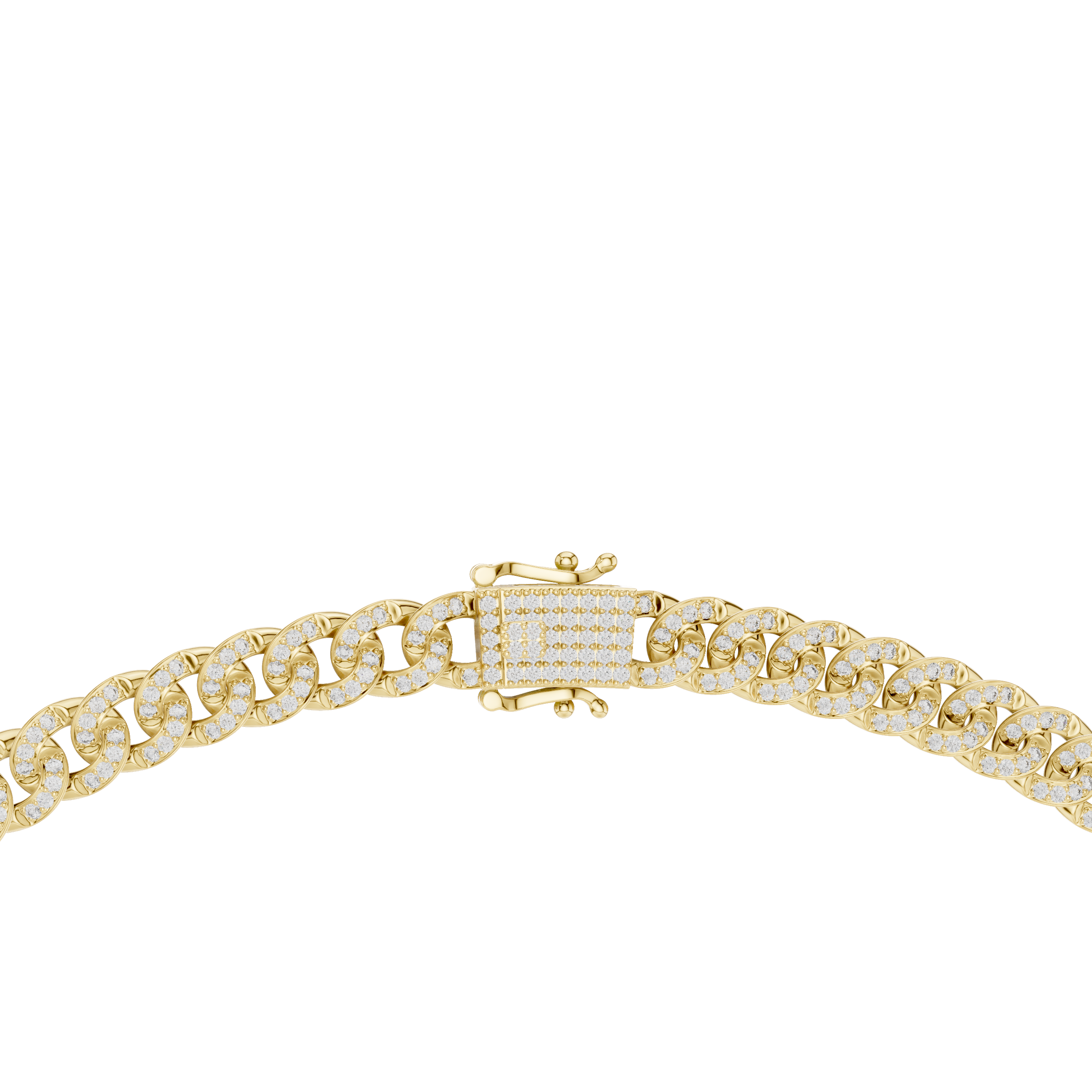 925 Silver Moissanite Pavé Cuban Link Chain Necklace 14k Gold Plated