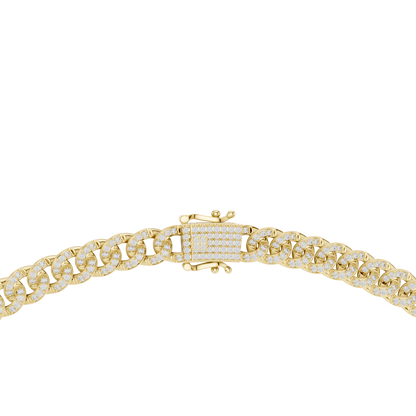 925 Silver Moissanite Pavé Cuban Link Chain Necklace 14k Gold Plated