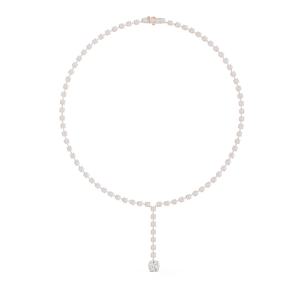 925 Silver Moissanite Drop Tennis Necklace 14k Gold Plated