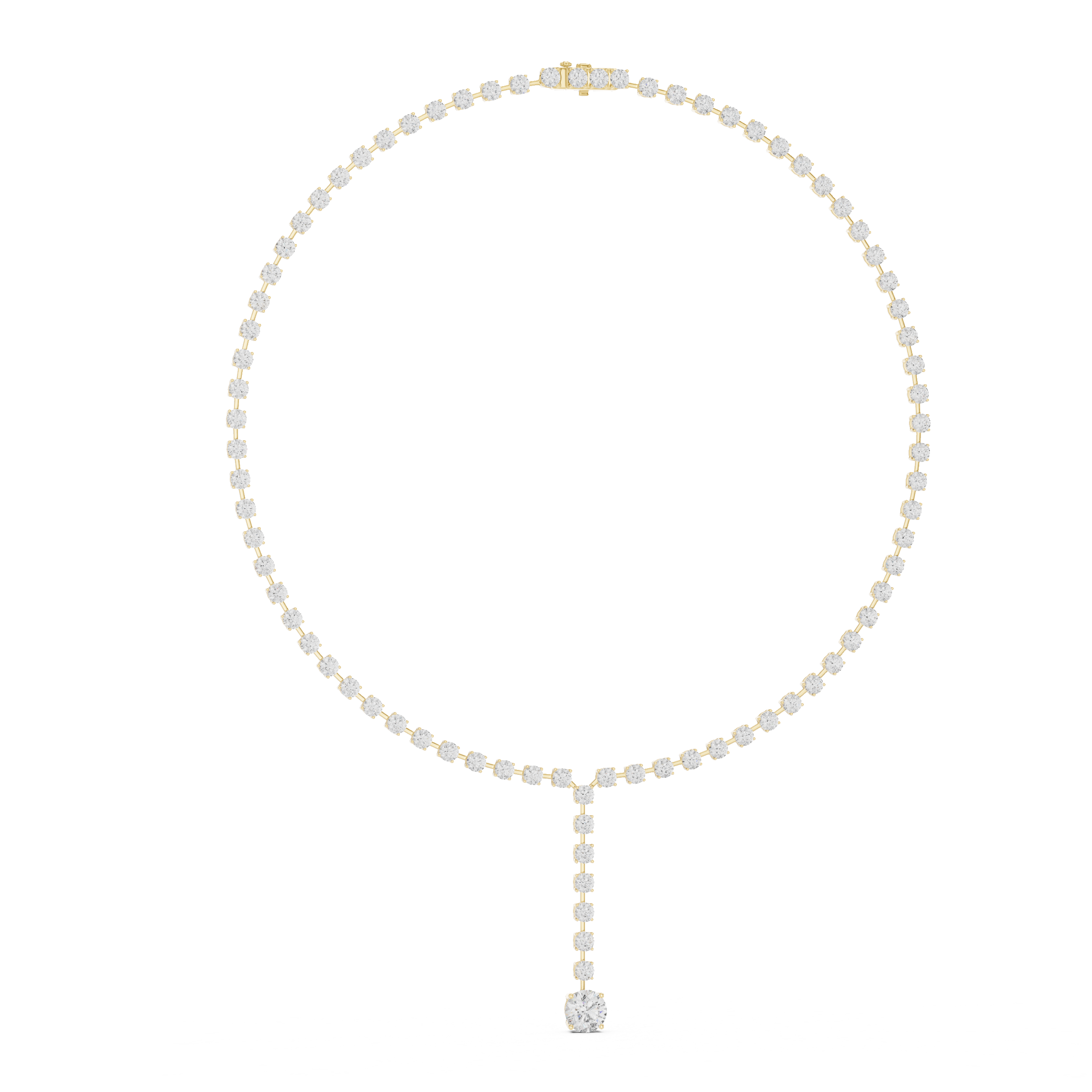 925 Silver Moissanite Drop Tennis Necklace 14k Gold Plated
