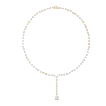 925 Silver Moissanite Drop Tennis Necklace 14k Gold Plated