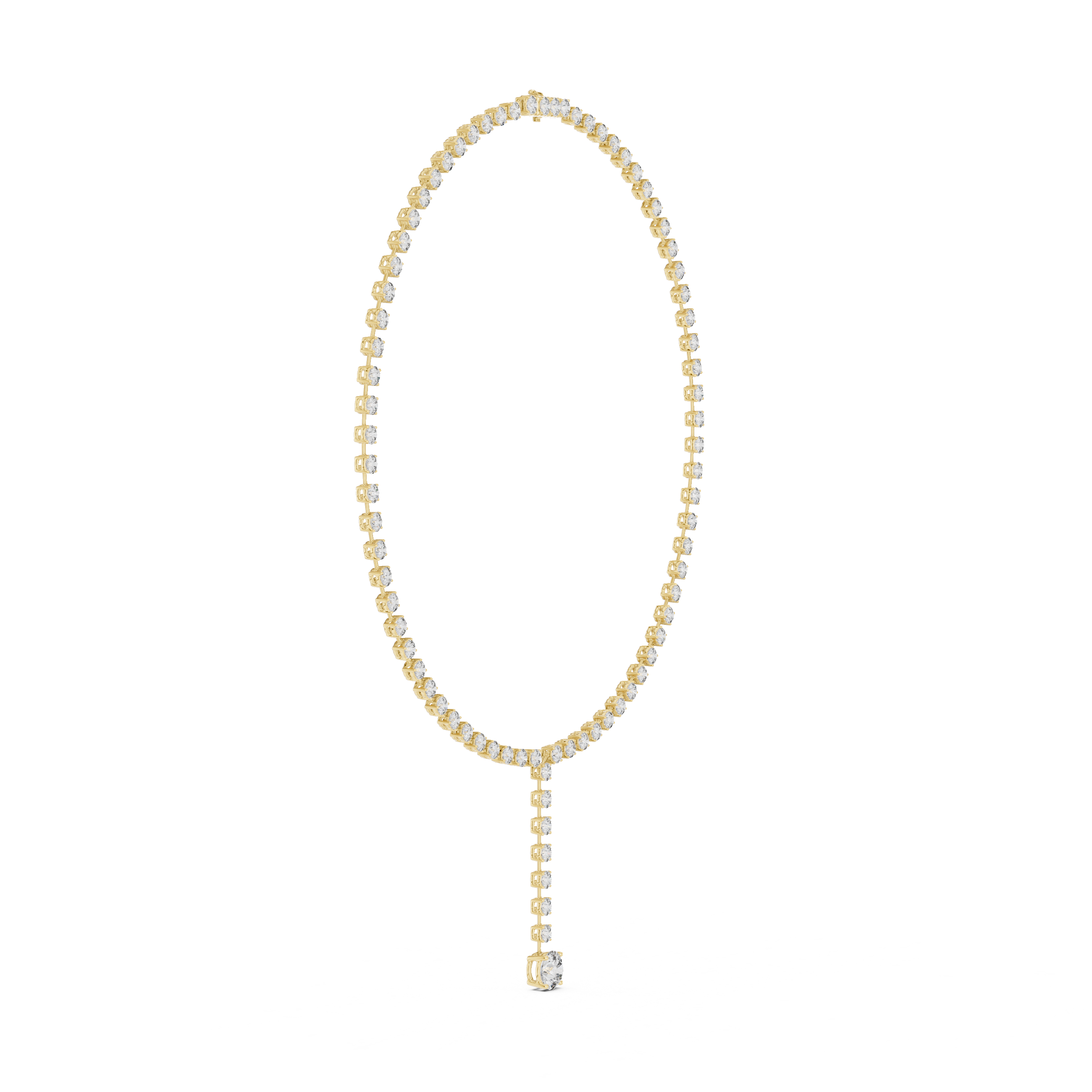 925 Silver Moissanite Drop Tennis Necklace 14k Gold Plated