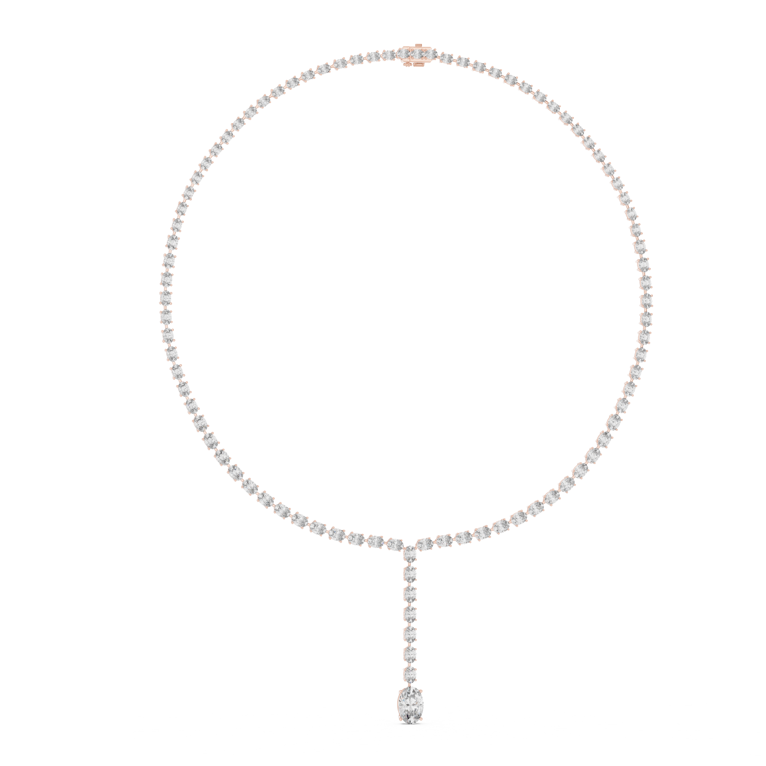 925 Silver Moissanite Drop Tennis Necklace 14k Gold Plated