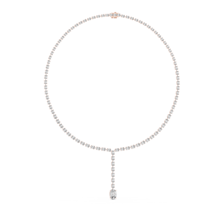 925 Silver Moissanite Drop Tennis Necklace 14k Gold Plated
