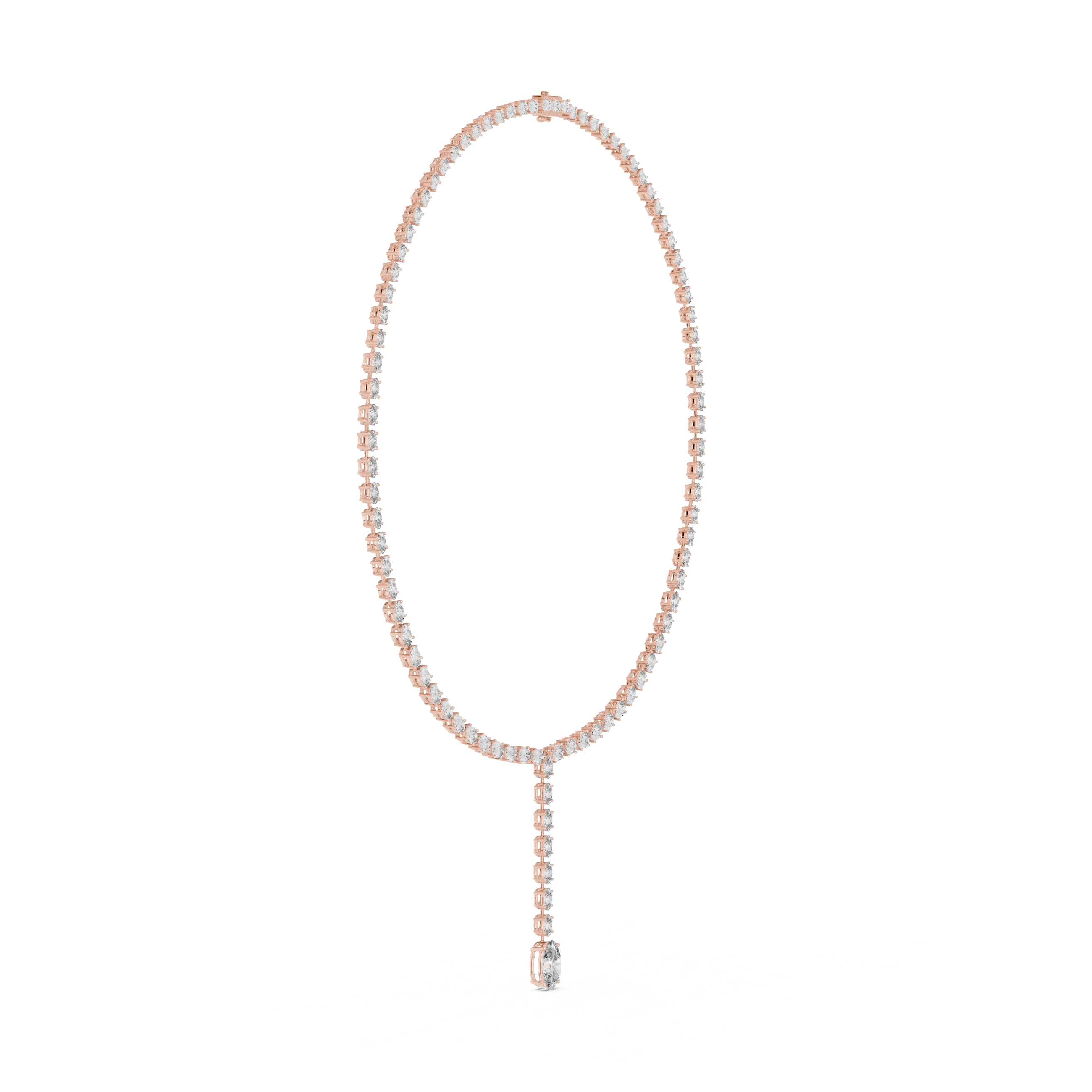 925 Silver Moissanite Drop Tennis Necklace 14k Gold Plated