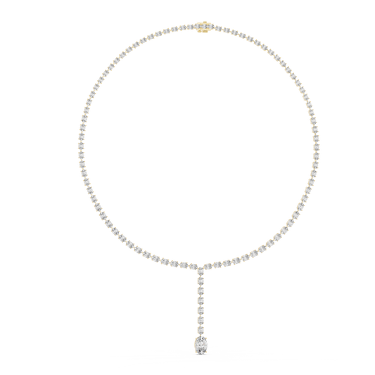925 Silver Moissanite Drop Tennis Necklace 14k Gold Plated