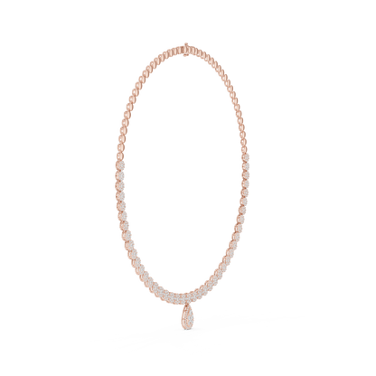 925 Silver Moissanite Drop Tennis Necklace 14k Gold Plated