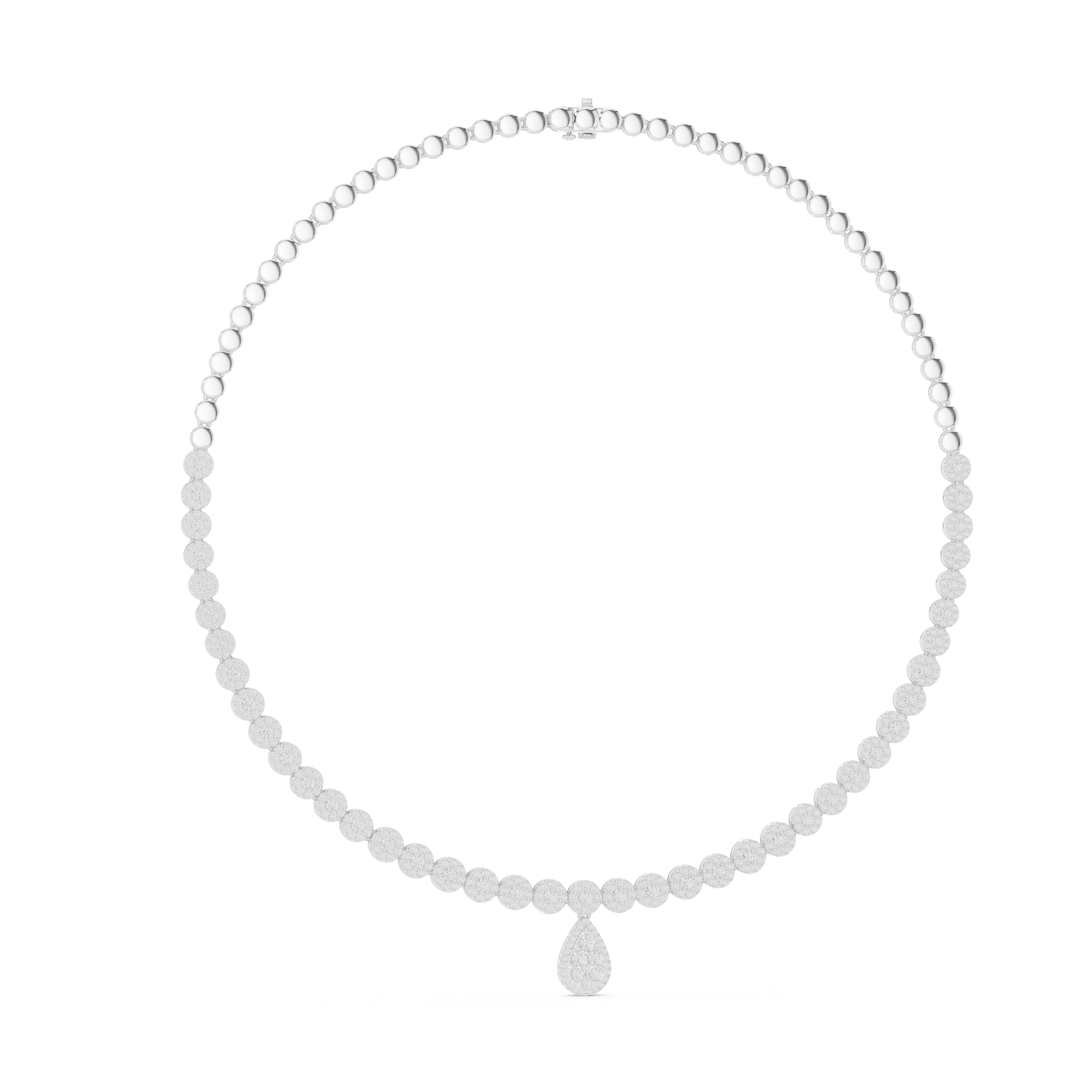 925 Silver Moissanite Drop Tennis Necklace 14k Gold Plated