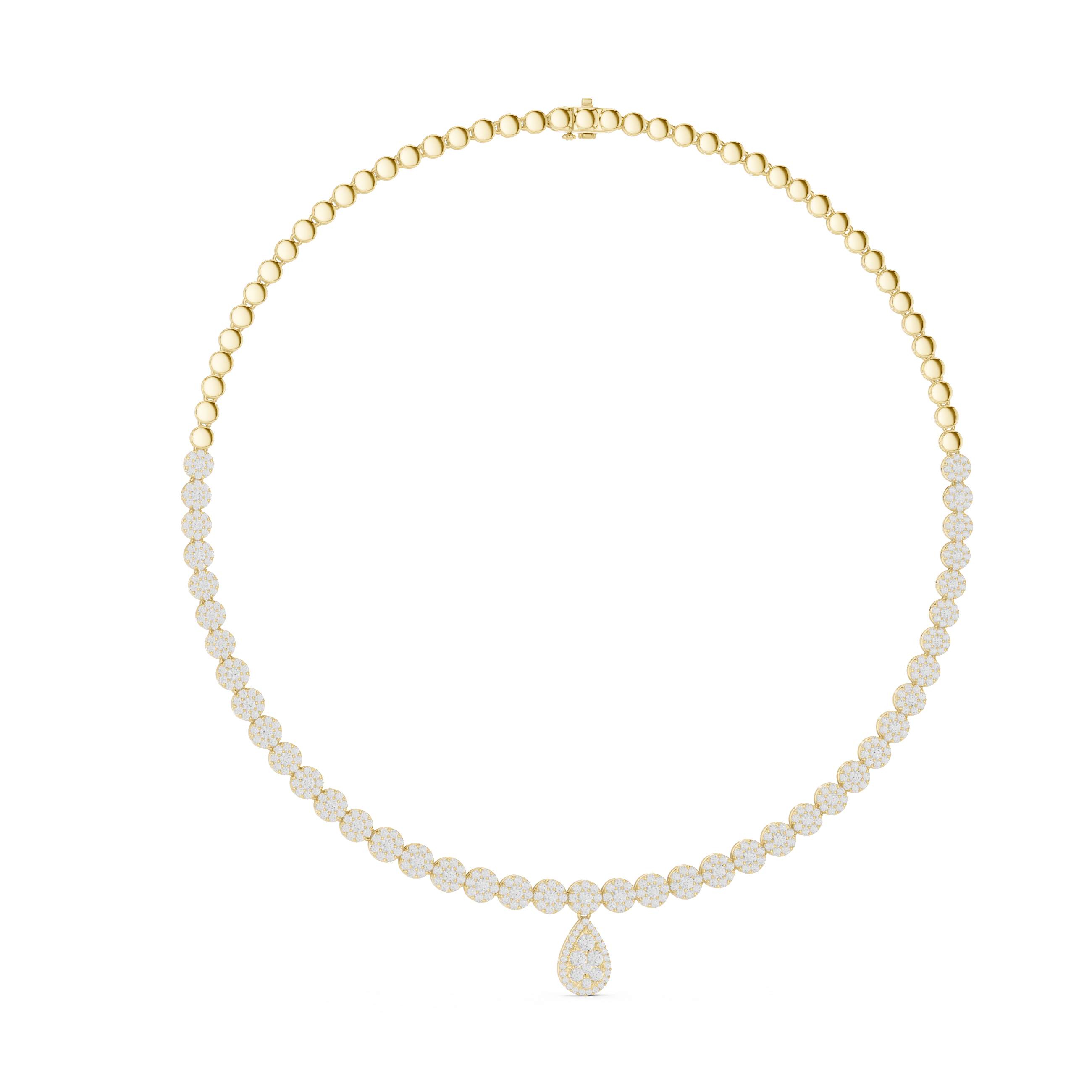 925 Silver Moissanite Drop Tennis Necklace 14k Gold Plated