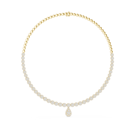 925 Silver Moissanite Drop Tennis Necklace 14k Gold Plated