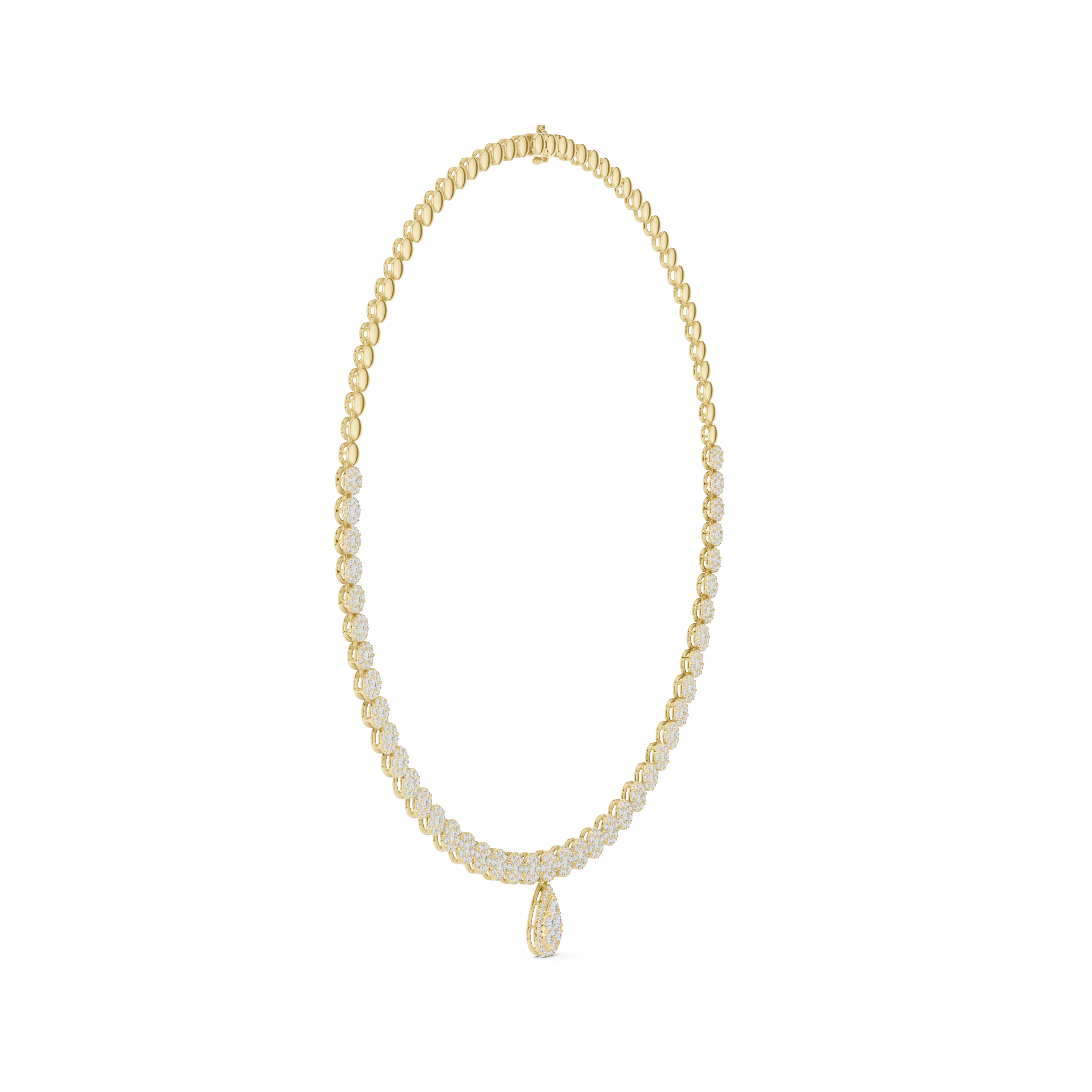 925 Silver Moissanite Drop Tennis Necklace 14k Gold Plated