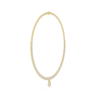 925 Silver Moissanite Drop Tennis Necklace 14k Gold Plated