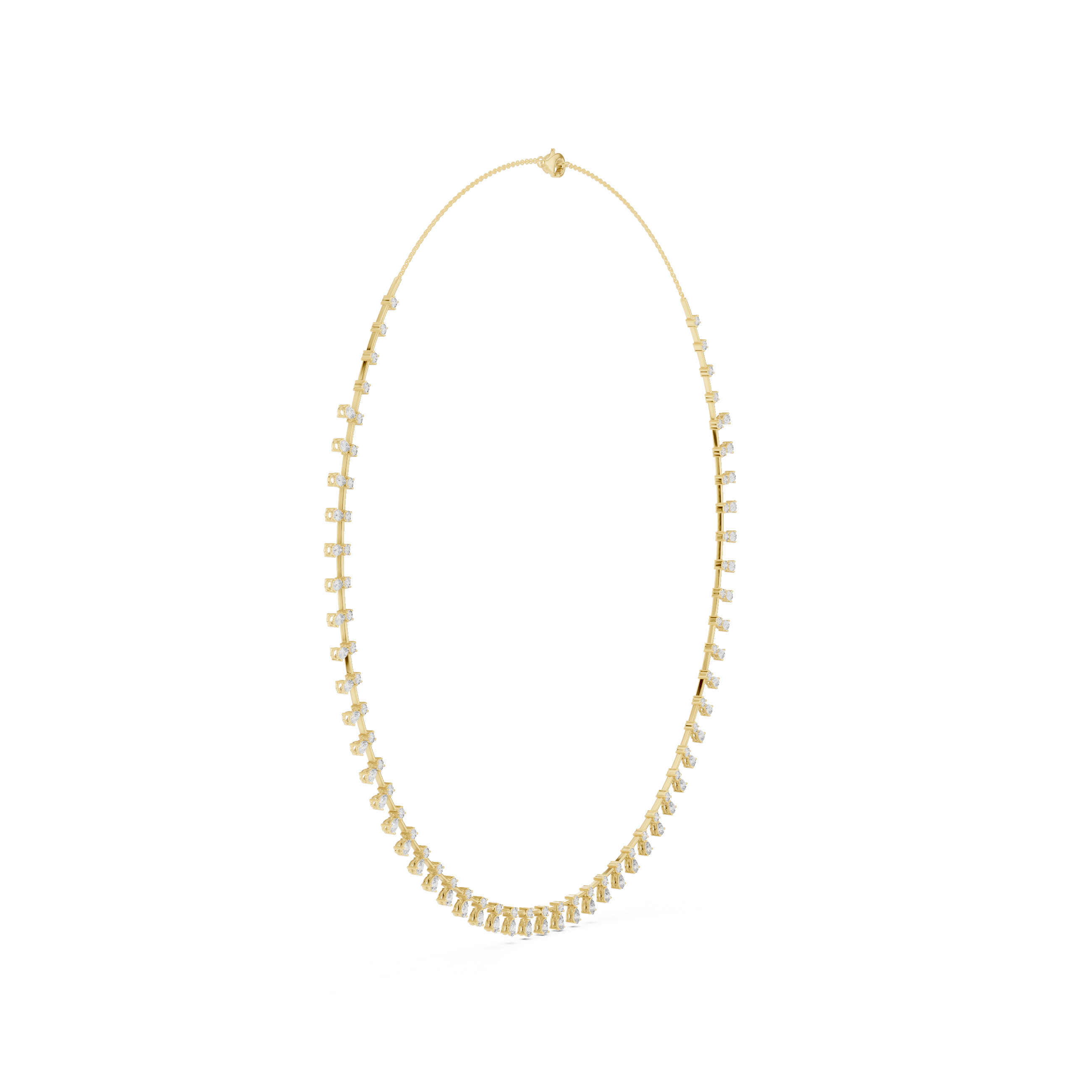 925 Silver Moissanite Chain Choker Necklace 14k Gold Plated