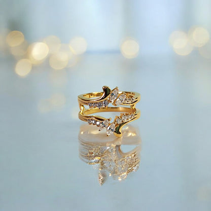 RKC Marquise Cut Moissanite Enhancer Ring Guard per la sposa placcatura in oro giallo 14k peso 4,5 g