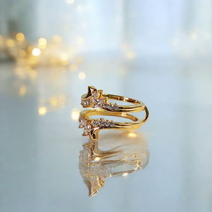 RKC Marquise Cut Moissanite Enhancer Ring Guard per la sposa placcatura in oro giallo 14k peso 4,5 g
