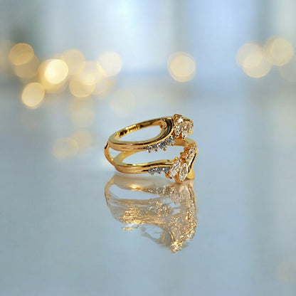 RKC Marquise Cut Moissanite Enhancer Ring Guard per la sposa placcatura in oro giallo 14k peso 4,5 g