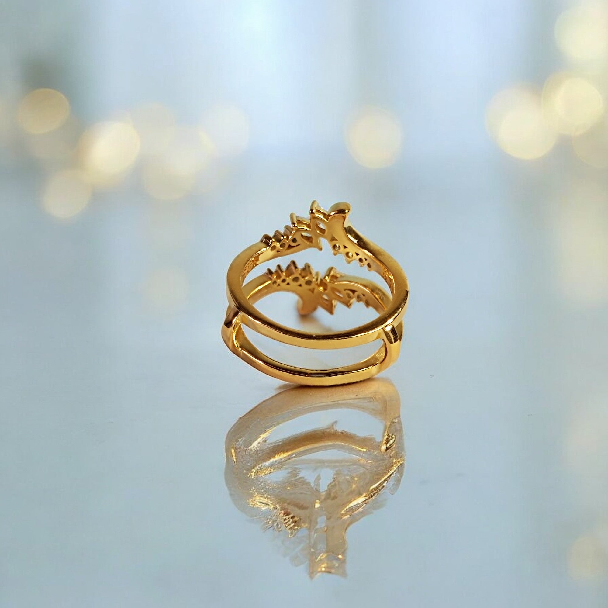 RKC Marquise Cut Moissanite Enhancer Ring Guard per la sposa placcatura in oro giallo 14k peso 4,5 g