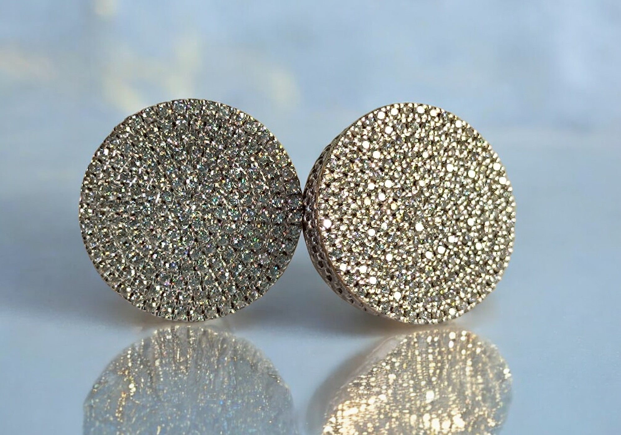 RKC Damen-Ohrstecker aus 925er Sterlingsilber, 14 Karat weiß, Gesamtgewicht 6,50 GM, Höhe 15,00 mm