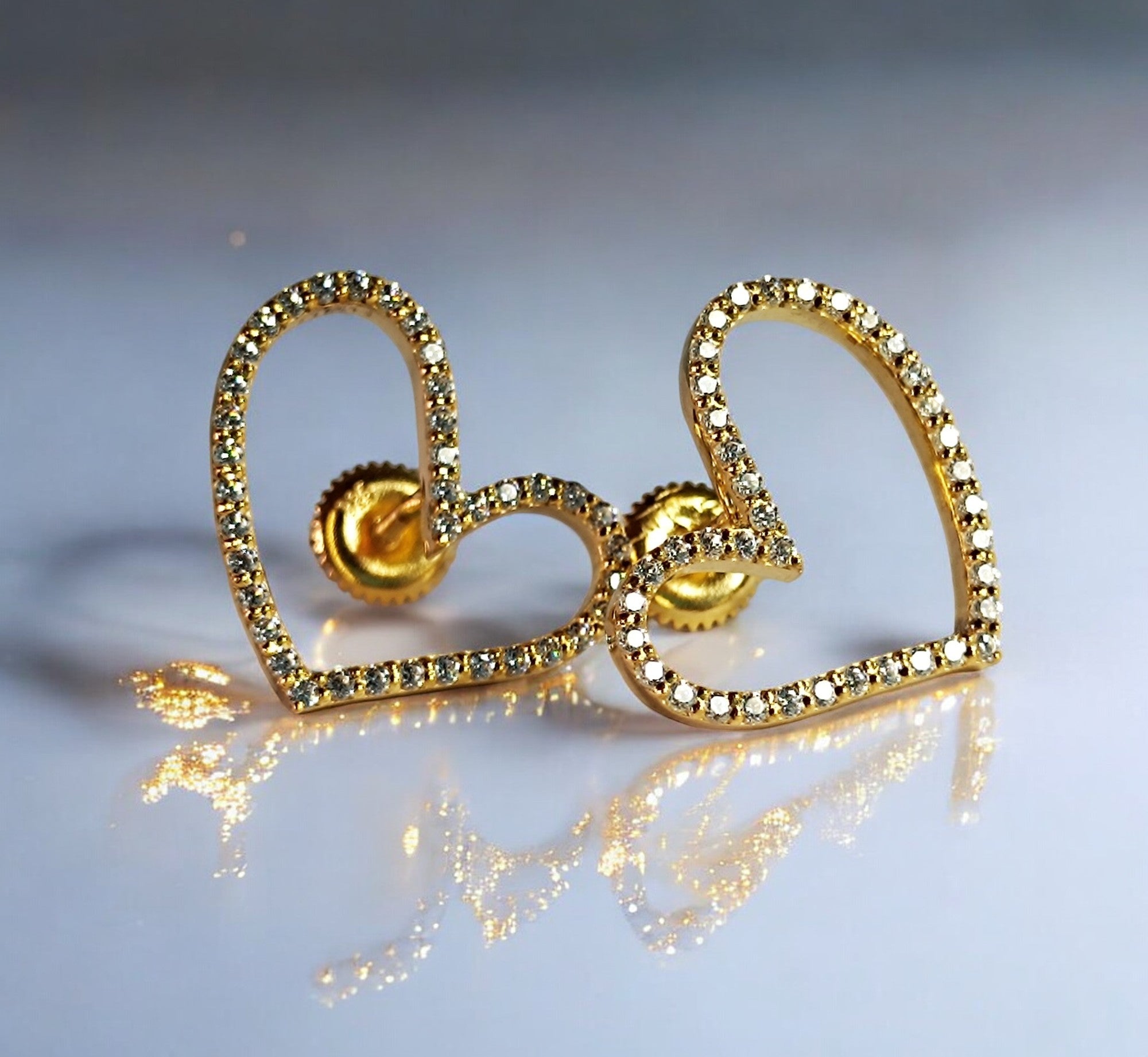 Orecchino da donna a forma di cuore in argento sterling RKC 925 con prodotto giallo 14k, peso 2,60 GM, altezza 16,80 mm
