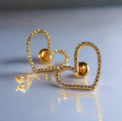 Orecchino da donna a forma di cuore in argento sterling RKC 925 con prodotto giallo 14k, peso 2,60 GM, altezza 16,80 mm
