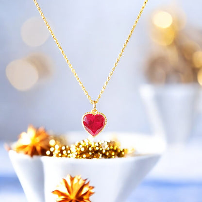 RKC 925 Sterling Silber Herz Liebevoll in Rot Anhänger Gold über 2,2 Karat Gewicht 3,3 GM Höhe 15 mm