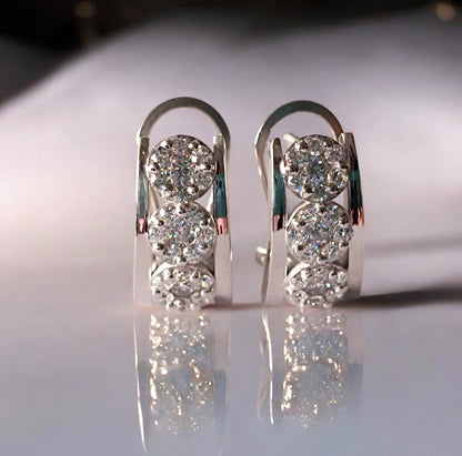 RKC Damen-Ohrring aus 925er-Sterlingsilber mit Omega-Rückseite, 14 Karat weiß, Produktgewicht 6 GM, Höhe 16,5 mm
