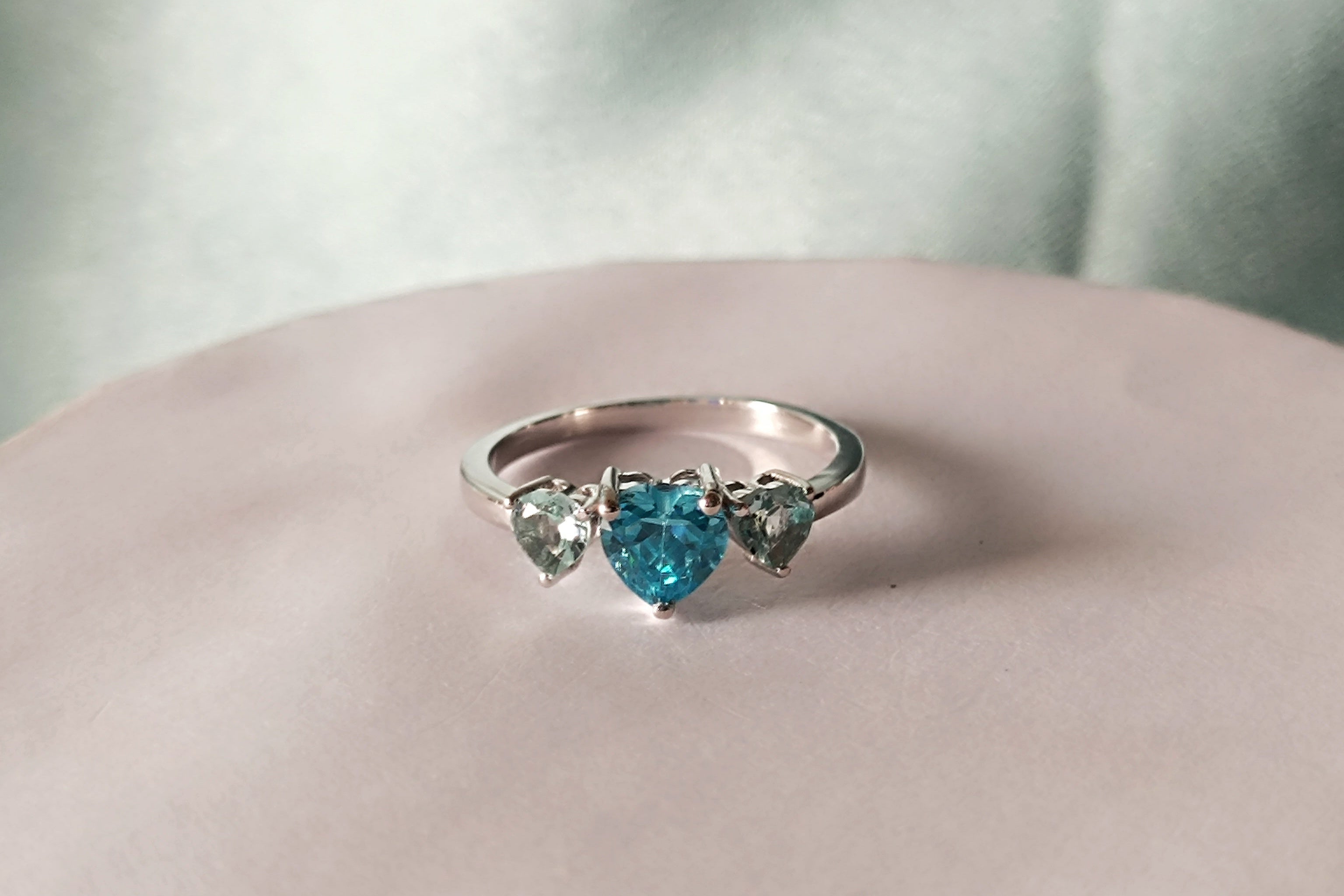 RKC Aqua Blue Gemstone Engagement Wedding Ring 925 Sterling Silver Valentine Gift Ring