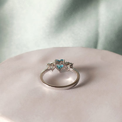 RKC Aqua Blue Gemstone Engagement Wedding Ring 925 Sterling Silver Valentine Gift Ring