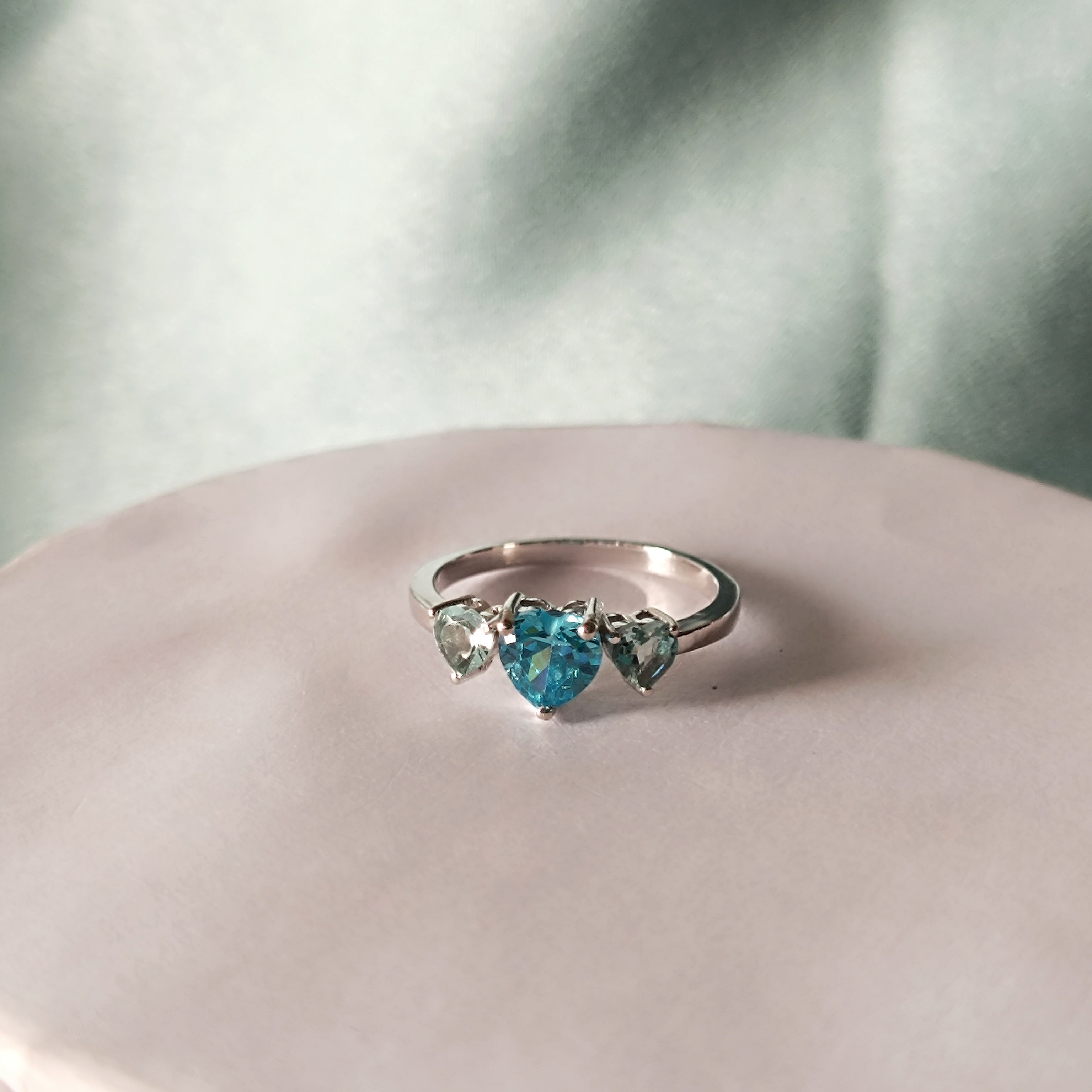 RKC Aqua Blue Gemstone Engagement Wedding Ring 925 Sterling Silver Valentine Gift Ring