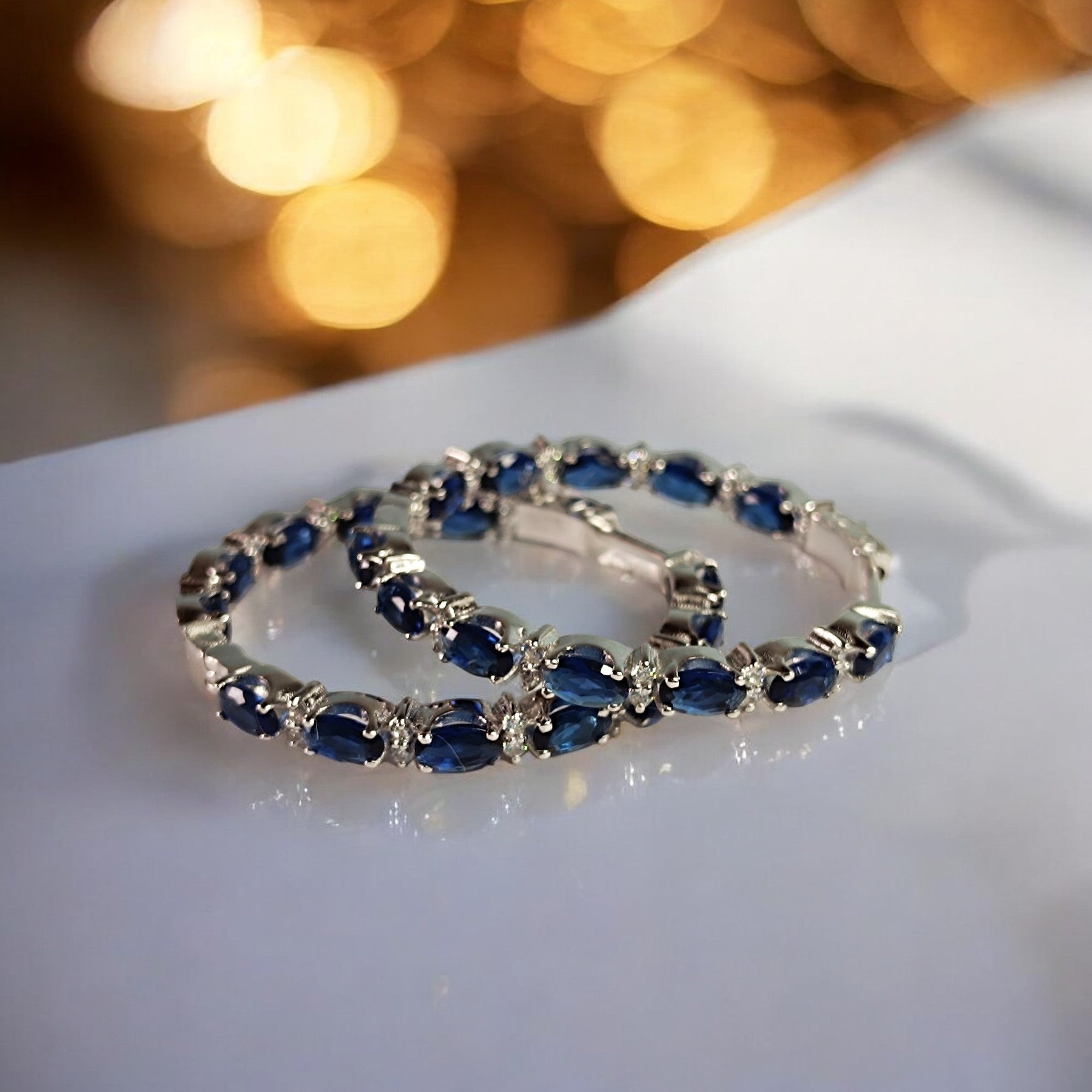 Orecchino da donna con clip a cerchio in argento sterling RKC 925, bianco 14k, peso del prodotto 10,00 GM, altezza 34,00 MM