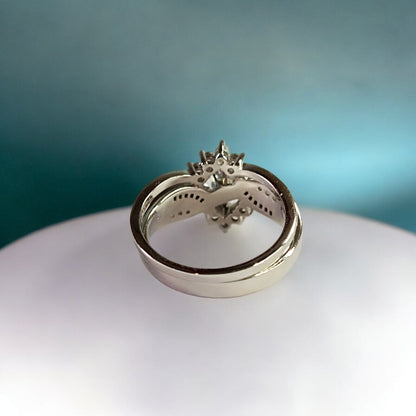 Anello per anniversario di matrimonio in moissanite con taglio marquise RKC per moglie Anello in argento 925 placcato oro bianco 14 carati Peso 7 Gm Larghezza 5 MM