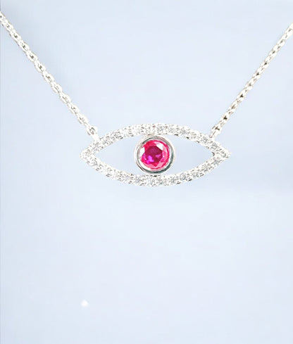 Ciondolo malocchio RKC Glamour da 1,15 ct, bianco 14 carati su argento, peso 4,80 g, larghezza 26,00 mm