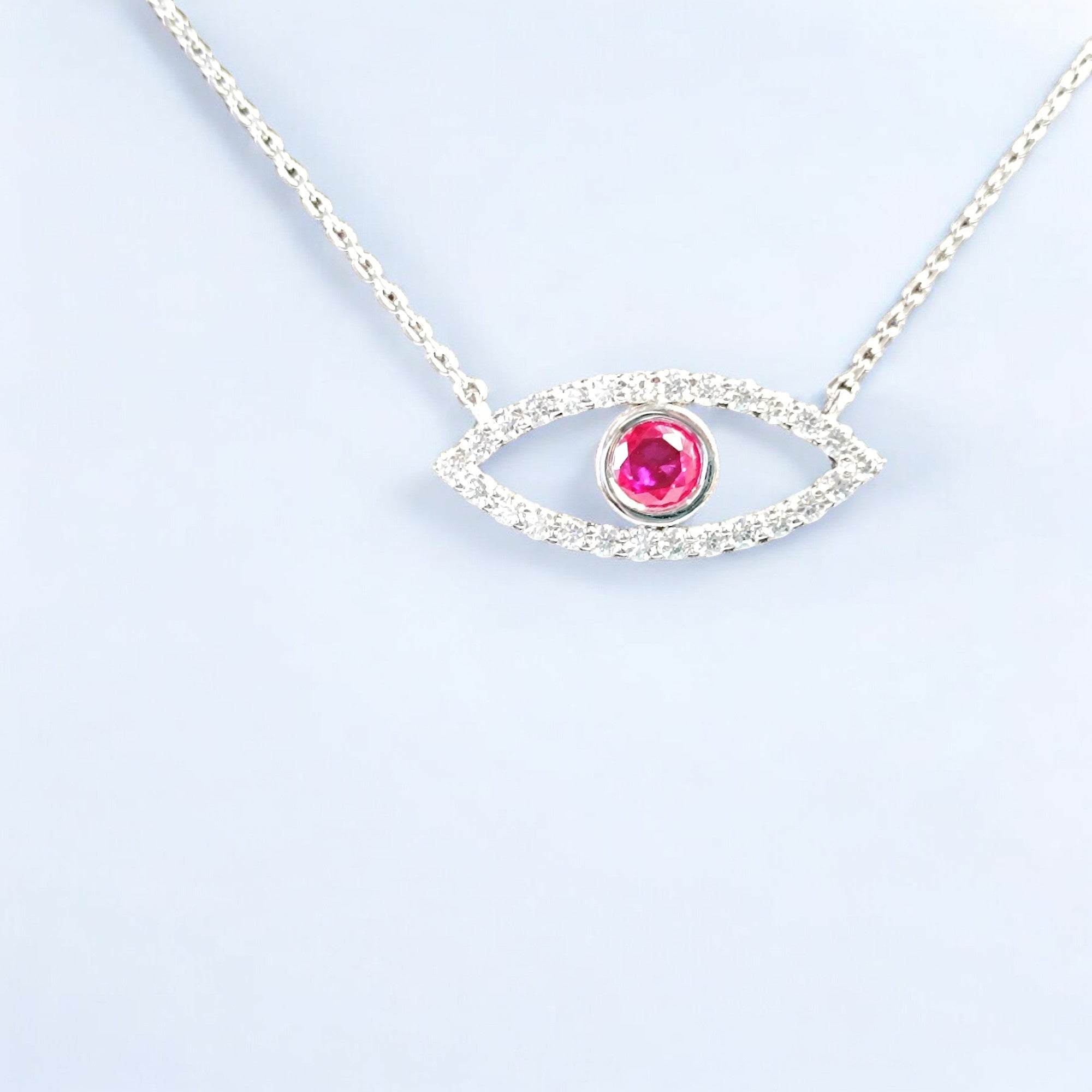Ciondolo malocchio RKC Glamour da 1,15 ct, bianco 14 carati su argento, peso 4,80 g, larghezza 26,00 mm