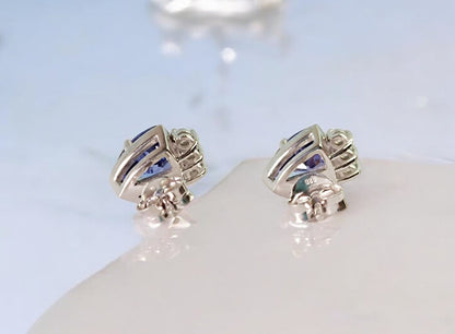 Orecchino da donna con perno push-back in argento sterling RKC con tanzanite in argento sterling 925, bianco 14k, peso del prodotto 2,5 GM