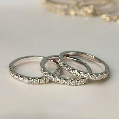 RKC Trio Set 0,5 ct Moissanit Eheringe aus Silber, Sterlingsilber, Gewicht 6 g und Breite 2 mm