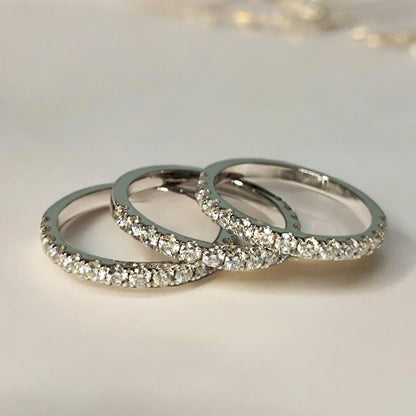 RKC Trio Set 0,5 ct Moissanit Eheringe aus Silber, Sterlingsilber, Gewicht 6 g und Breite 2 mm