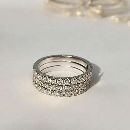 RKC Trio Set 0,5 ct Moissanit Eheringe aus Silber, Sterlingsilber, Gewicht 6 g und Breite 2 mm