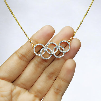 RKC 925 Sterling Silber minimalistischer Moissanit-Charm-Anhänger mit 0,64 ct., 14-karätiges zweifarbiges Gold-Finish, Gewicht 6,00 g, Höhe 13,50 mm