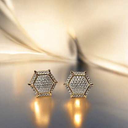 Orecchino da donna con perno a vite sul retro in argento sterling RKC 925 giallo 14k sopra il peso del prodotto 3,20 GM