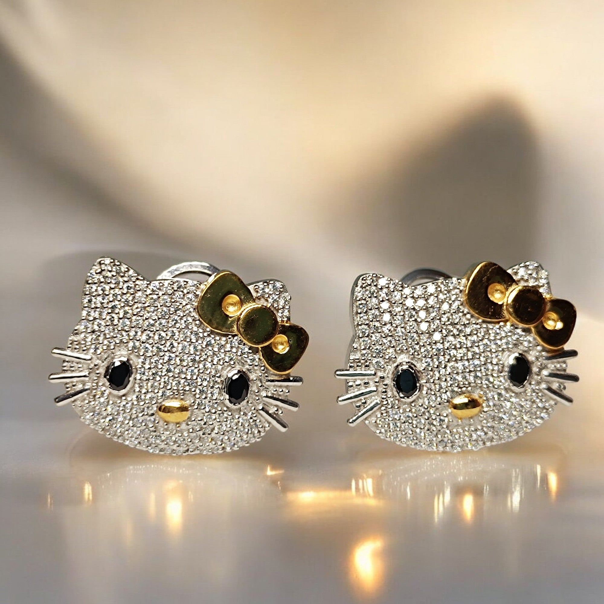 RKC Damen-Ohrring aus 925er-Sterlingsilber mit süßem Katzengesicht, 14 Karat weißer Überzug, als Geburtstagsgeschenk, besonderes Produkt, Gewicht 6,00 GM