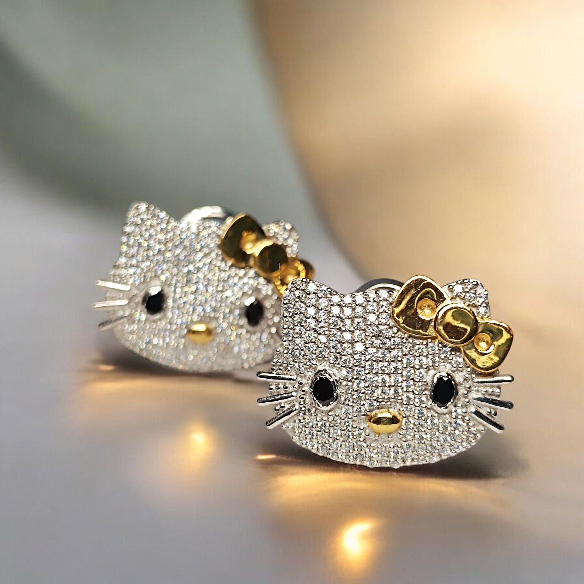RKC Damen-Ohrring aus 925er-Sterlingsilber mit süßem Katzengesicht, 14 Karat weißer Überzug, als Geburtstagsgeschenk, besonderes Produkt, Gewicht 6,00 GM