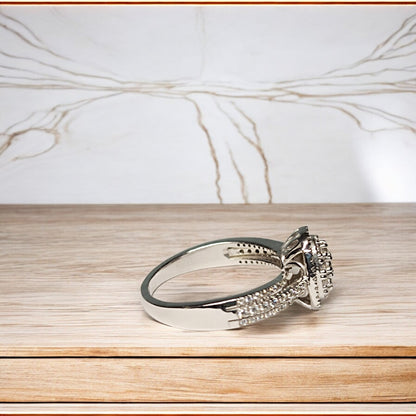 RKC Moissanit-Verlobungsringe aus 925er-Sterlingsilber mit 14-karätigem Weißgold vergoldet, Ring für Sie, Gewicht 4 g, Breite 2 mm