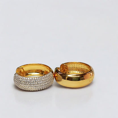 RKC 925 Sterling Silber Creolen-Clip für Damen-Ohrringe, 14 Karat Gelb, Produktgewicht: 6,50 GM, Höhe: 20,00 mm