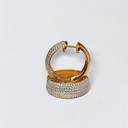 RKC 925 Sterling Silber Creolen-Clip für Damen-Ohrringe, 14 Karat Gelb, Produktgewicht: 6,50 GM, Höhe: 20,00 mm