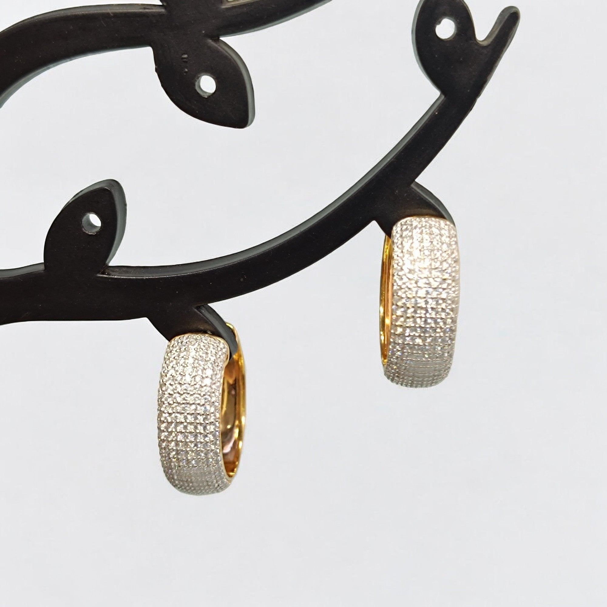 RKC 925 Sterling Silber Creolen-Clip für Damen-Ohrringe, 14 Karat Gelb, Produktgewicht: 6,50 GM, Höhe: 20,00 mm