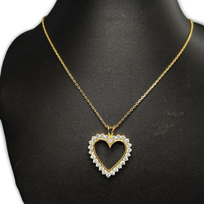 RKC schimmernder 1,56 Karat Moissanit-Charm, zeitloser Herz-Eleganz-Anhänger, 14-Karat-Gelbgold-Finish, Gewicht 6,65 g, Höhe 30,00 mm