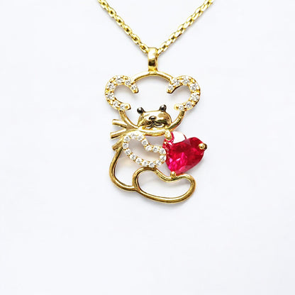 RKC 1,16 ct Moissanit und 2,00 ct Rubin Romantischer Love Light-Anhänger, 14 Karat Gelbgold-Finish, Gewicht 6,5 GM, Höhe 31 mm