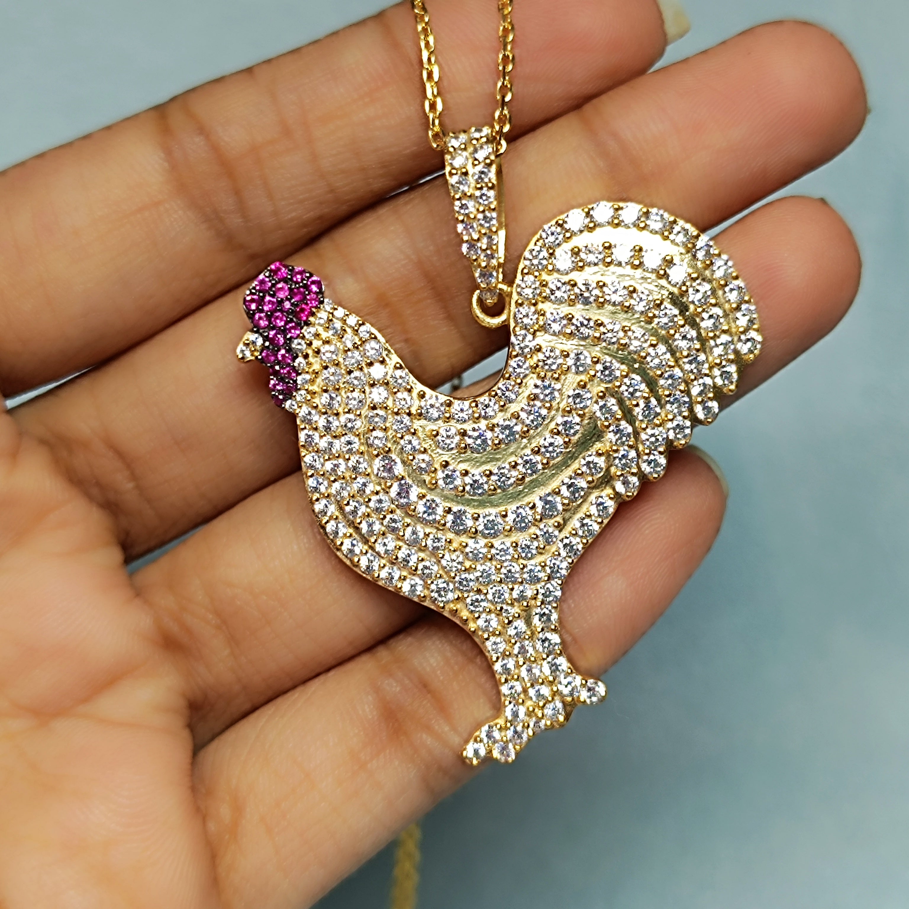 RKC Fancy Zircon Pendants 14k Yellow Gold Plated 925 Silver