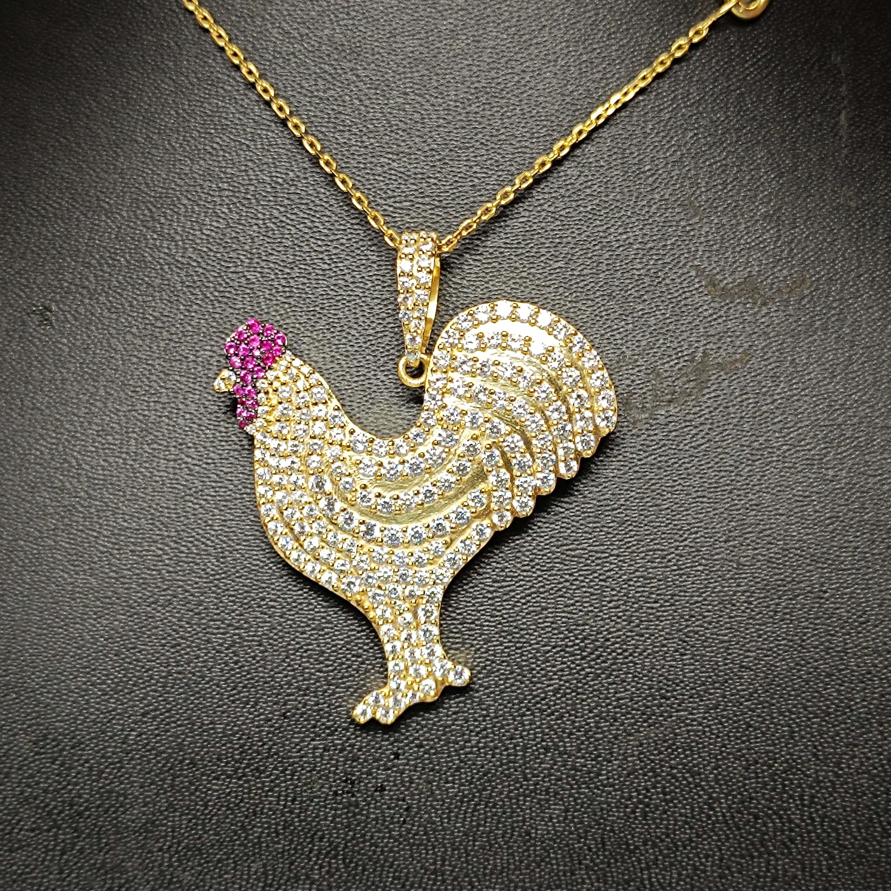 RKC Fancy Zircon Pendants 14k Yellow Gold Plated 925 Silver